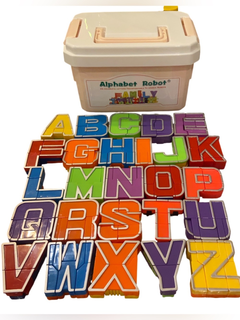 Alphabet Robot Transformers W/ Storage Box Educational Toy 26 Letters Multicolor